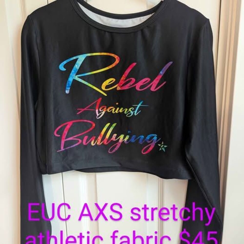 Rebel Athletic Rebel Against Bullying Top Stretch Cheer Dance Rainbow AXS